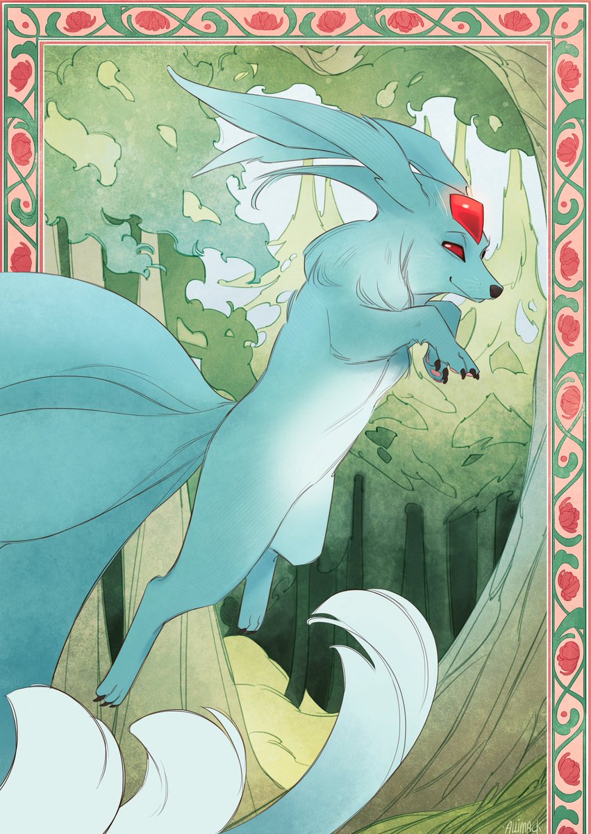 allimackart's tweet photo. ✨Carbuncle! ✨
I illustrated this for @ffunion 's Guardians of the Crystal book, which is an unofficial guide to the summons of Final Fantasy!
 I'm so happy I got to represent this little guy! I decided to portray it as a fox, set against an old storybook backdrop!
#finalfanatsy https://t.co/7d76VbWRWa