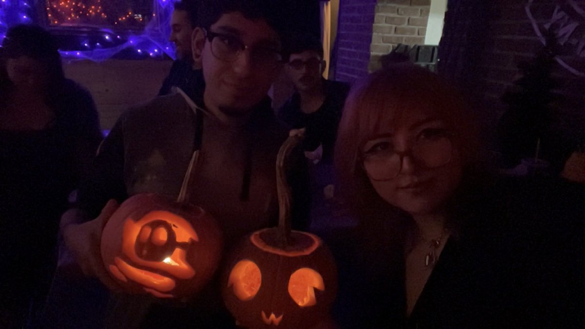 First time carving pumpkins. My shy guy kinda goes hard