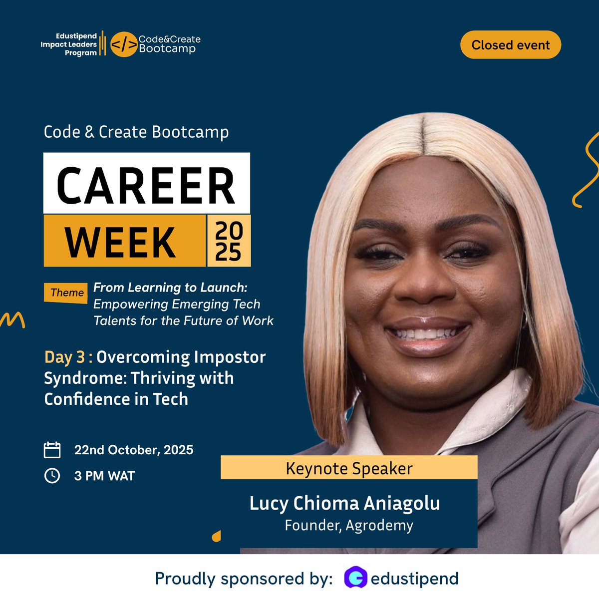 progress_epete's tweet image. Day 3 checked ✅
Today's session is best described as therapeutic !
IYKYK
Key takeaway today is;
Proofs silence inner critics
Thanks to @codecreatehq for the amazing session today.
Proudly sponsored by @Edustipend
#CodeAndCreateCareerWeek
#FromLearningToLaunch
#TechForGood