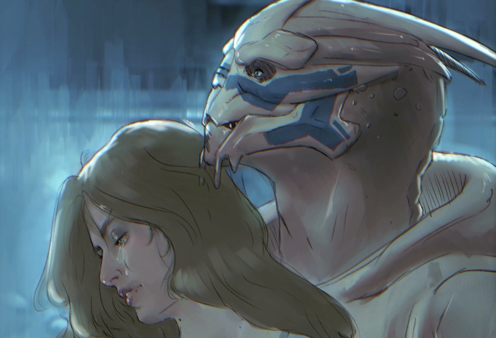A lil Mass Effect sketch with my Shepard and Garrus. #MassEffect #GarrusVakarian #Turian