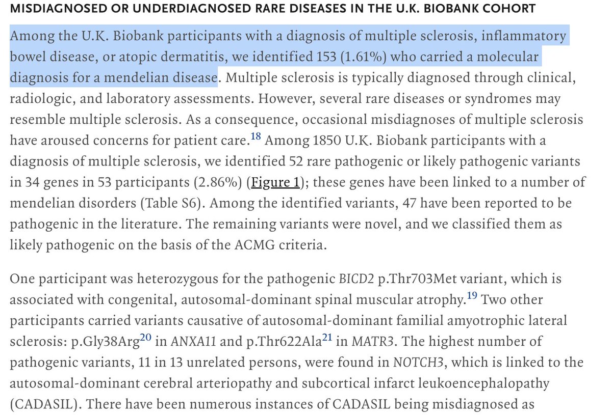 "Common Diseases in Clinical Cohorts — Not Always What They Seem"

A low-but-not-that-low number of common disease cases are probably mis-diagnosed rare diseases.

nejm.org/doi/full/10.10…
