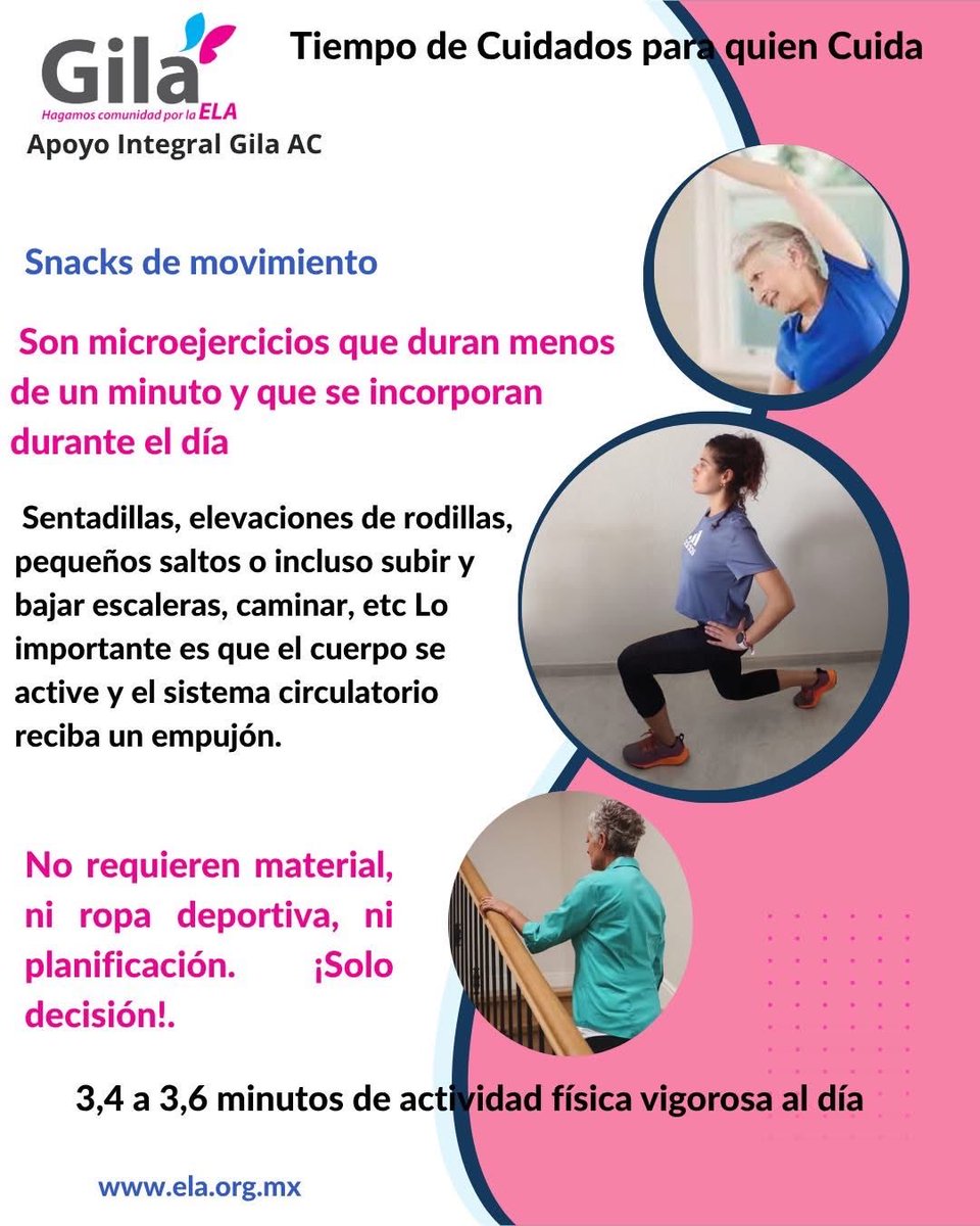 Sugerencia de hoy "Estar en movimiento" en minutos.
.
.
.
#Cuidadores #ActivaTuVida #TiempoParaTi #Ela #ComunidadELA