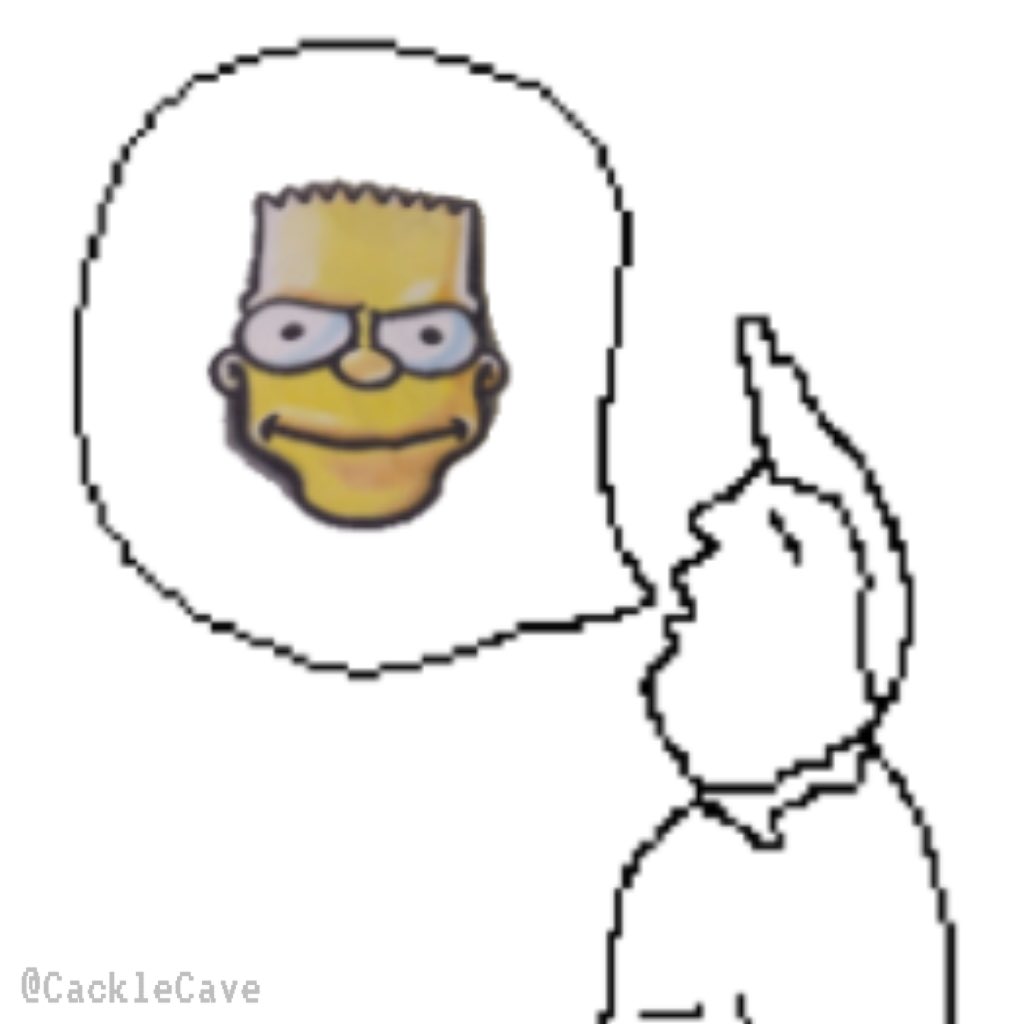 CackleCave's tweet photo. Thinking about art recently. I call it “Where I Lay My Head Is Home.” It’s a piece about Bart Simpson. Bart. BART head. Bartholomew.

#meme #memes #simpsons #digitalart #pixelart #2dart https://t.co/BIfzGfu1Rr