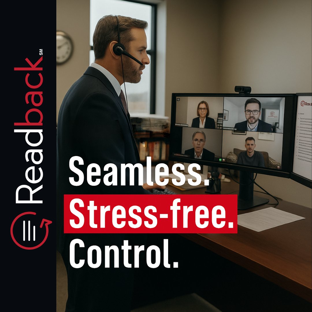 readbacklegal's tweet photo. “Can you pull up Exhibit 5?” Done. With Readback’s Live Guardian, exhibits go on screen instantly, tech issues are fixed on the spot, and your transcript arrives in one day. No fumbling. No delays. Just control. Book a demo. #ExhibitSharing #ReadbackLegal #LiveGuardian #LitigationSupport #LegalTech