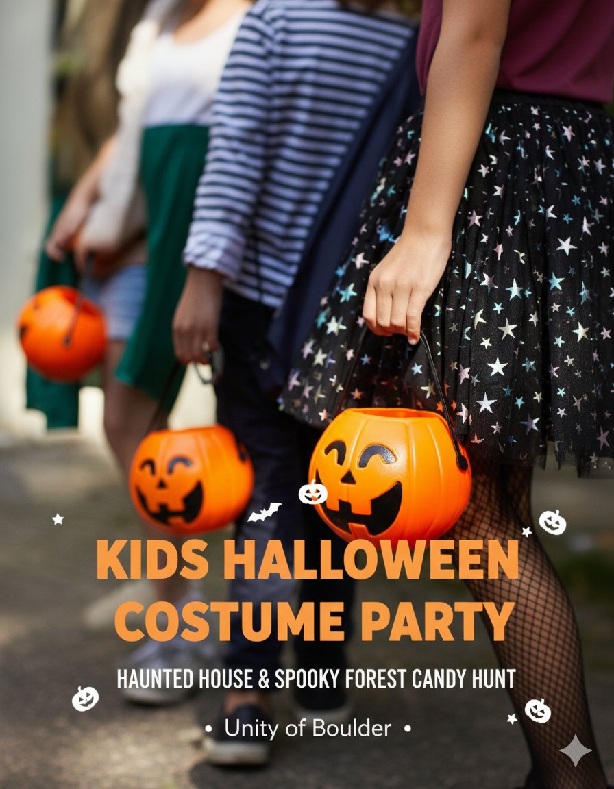 UnityBoulder's tweet image. Mark your calendars for Boulder's best FREE Halloween party!
Our Annual Community Halloween Celebration is Sunday, Oct 26th (5-7pm)
#boulderparents #coloradofamily #boulder #denver #freehalloweenevent #kidshalloweenparty #safehalloween #hauntedhouse #candyhunt #unityofboulder