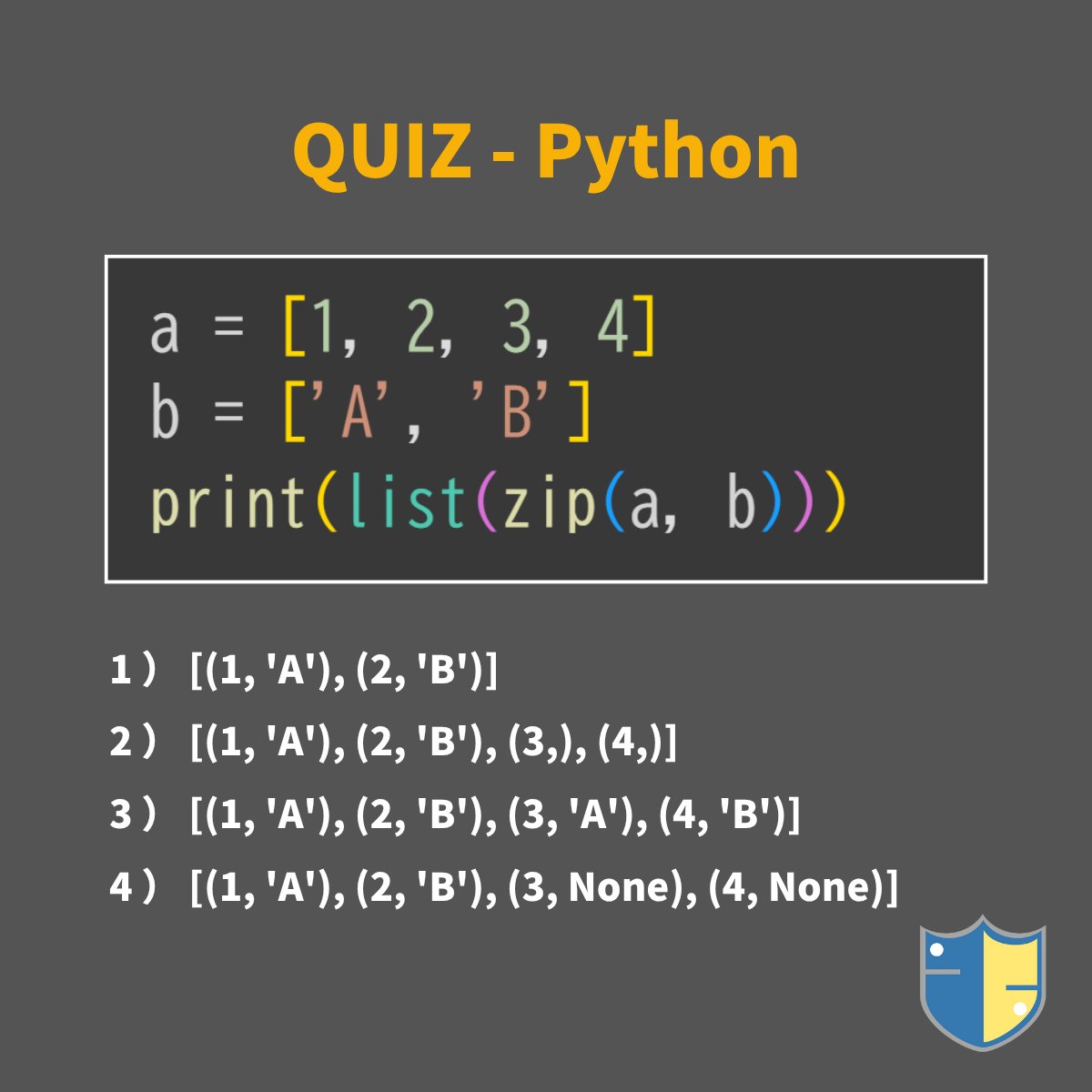 python_academia's tweet image. Pythonクイズ🚀 
コメント欄に答えを投稿してね📷 
#Python