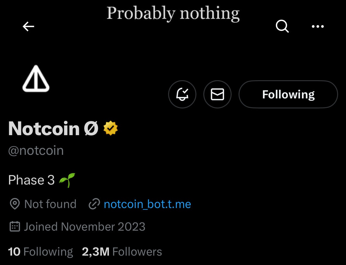 DurovPD's tweet image. #Notcoin X handle is now @notcoin