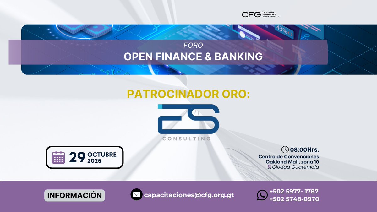 ✅Nos complace contar con el valioso respaldo de nuestros Patrocinadores Oro: Bantrab, NeoNet y ES Consulting, quienes se suman al Foro: Open Finance &amp; Banking, un espacio de análisis y networking sobre la evolución del sistema financiero y la innovación tecnológica en la región.