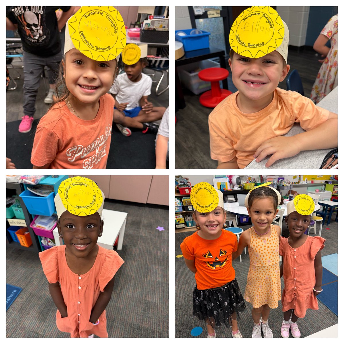 krislitzjohnson's tweet image. Our amazing @HumbleISD_WHE kinder kiddos learned about the Great 8 Skill-Optimistic Thinking 🧠 💭 in our guidance lesson today! They made sunshine ☀️ crowns 👑 to help with their positive thinking! #focusonthegood