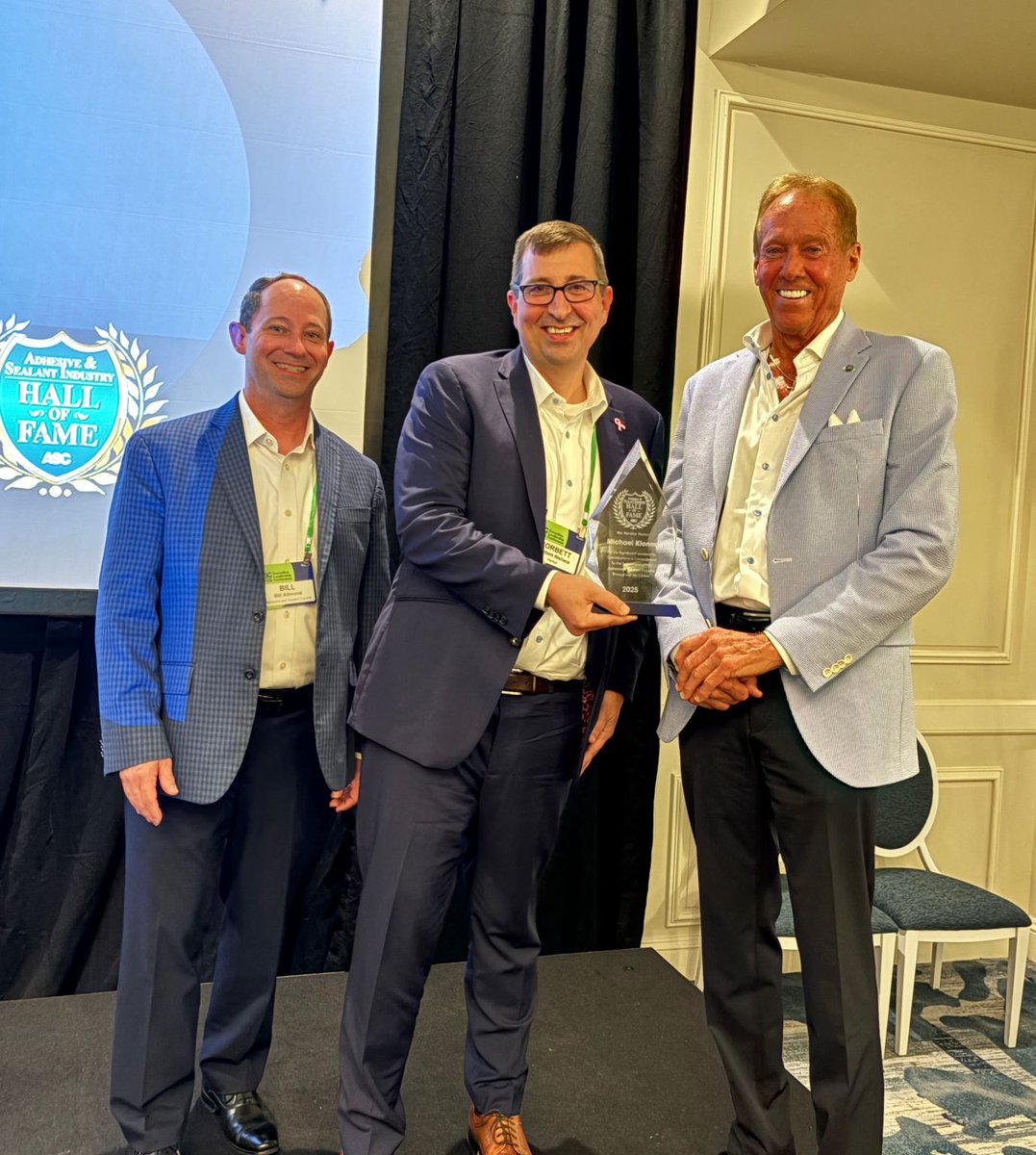 ASCouncil's tweet image. Honoring our 2025 Hall of Fame Inductees! Congratulations Michael Klonne (@bostik ), Alan Longstreet (H.B. Fuller @GlueTalk ), and Daniel Murad (ChemQuest Group) Leadership, Dedication &amp;amp; Commitment to the betterment of the #adhesive &amp;amp; #sealant industry throughout their careers!