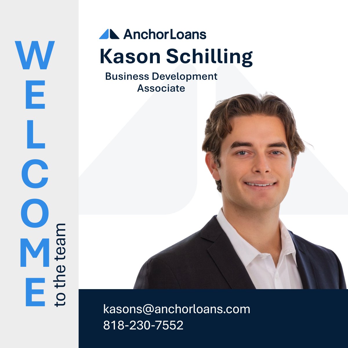 AnchorLoans's tweet image. Please join us in welcoming Jesus Garcia and Kason Schilling, our new Business Development Associates.

We’re excited to see their impact as they help drive growth and strengthen client partnerships.

#AnchorLoans #WelcomeToTheTeam #PrivateLending #BusinessDevelopment