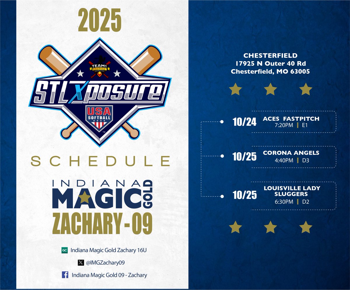 Can’t wait to hit the fields with my team and compete! ⭐️ 
<a href="/IMGZachary09/">Indiana Magic Gold 27/28 - Zachary</a> 
<a href="/PSB_PennHS/">PENN KINGSMEN SOFTBALL</a>