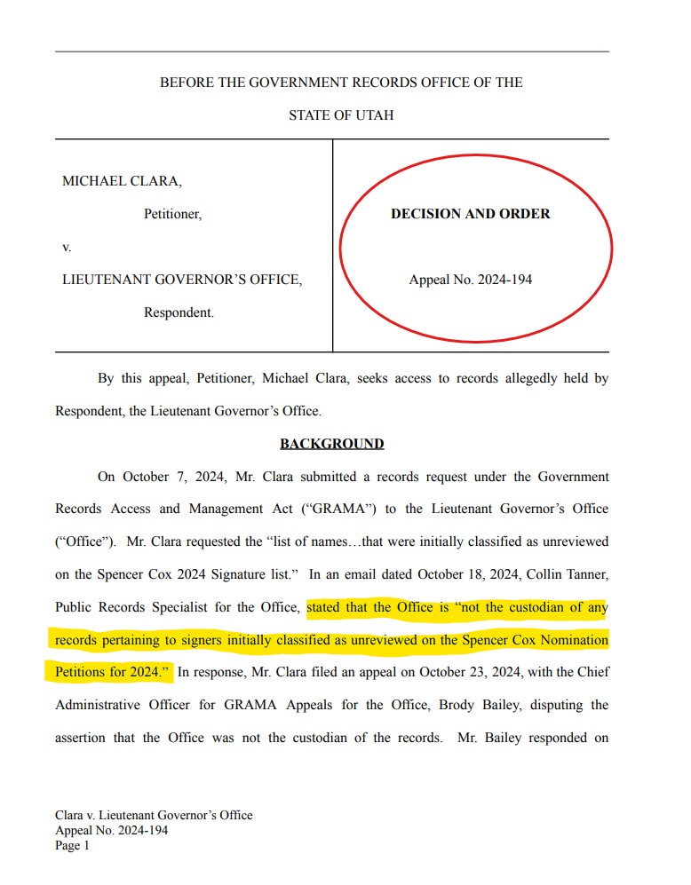 donMiguelSLC's tweet image. Update: 10/10/25, GRAMA Appeal is DENIED.
@GovCox candidate signature petitions will remain concealed from public view by both the @LGHendersonUtah and @UtahAG 
The cover-up remains in force.🧵