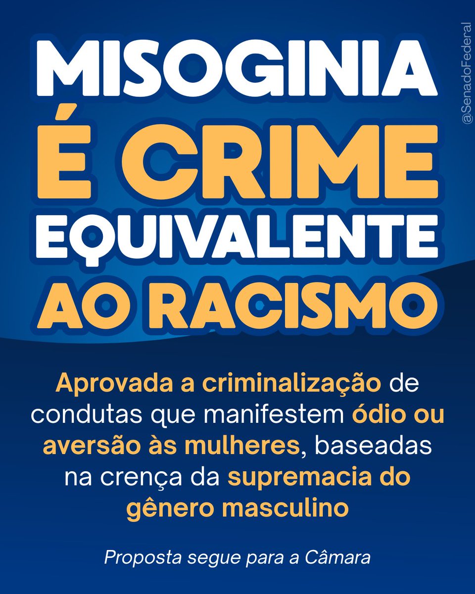 O combate à discriminação contra as mulheres pode ganhar um novo instrumento legal com a inclusão da misoginia na Lei do Racismo. Projeto nesse sentido foi aprovado pela Comissão de Constituição e Justiça (CCJ) www12.senado.leg.br/noticias/mater…