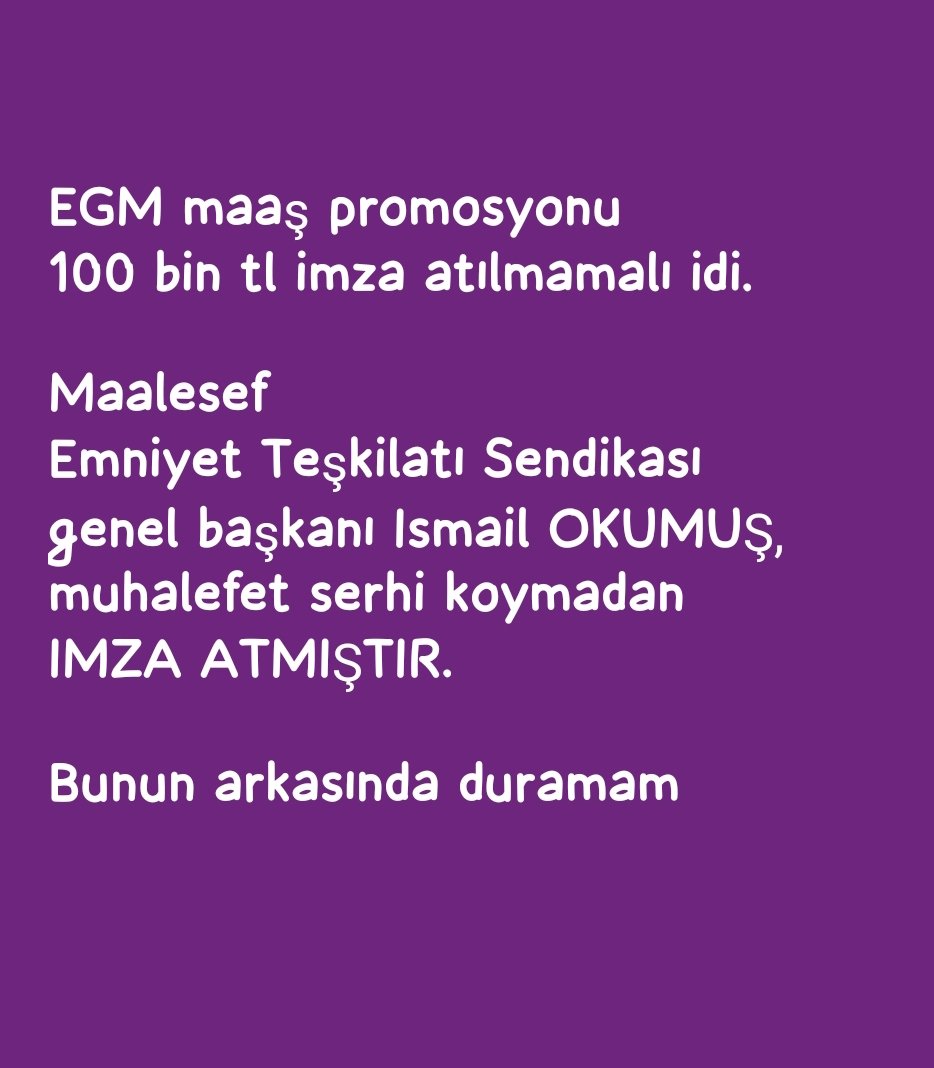 Emniyet Teşkilatı Sendikası ( <a href="/EmniyetTS/">Emniyet Teşkilatı Sendikası</a> ) Danışman Mesut Selçok olarak istifa gerekçem.

Kişisel ve sendikal gerekçelerimi yarın ayrıntılı şekilde video anlatıp, sendikal mücadelemi sonlandıracağım.