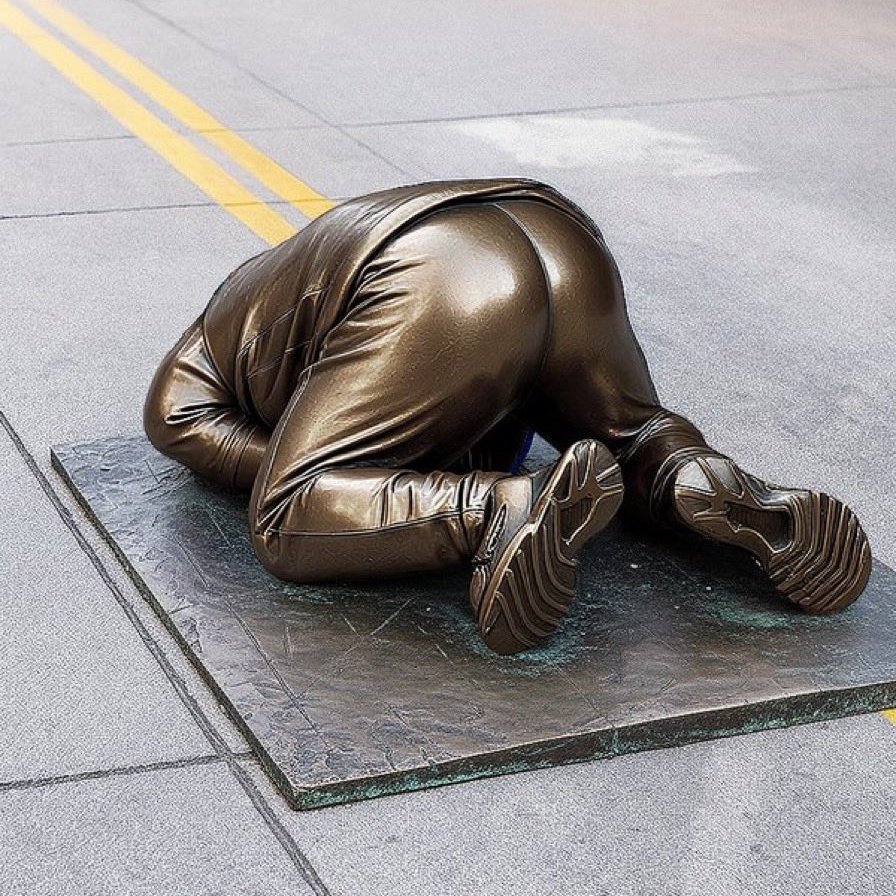 FitnessCaptain's tweet photo. @TMZ they need to inscribe MAGA #Faceplant Guy's name on his bronze homage... 🤣 https://t.co/rOjoXQHW8c