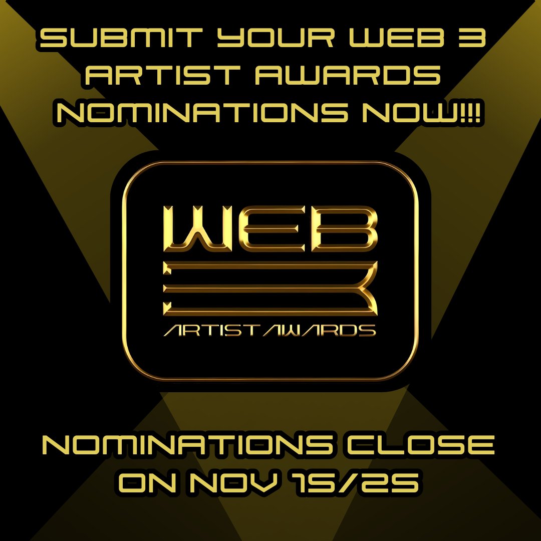 📢 The time to nominate your favorite 

Artist, Musician, Poet, SmartContract Art, VR Art, DAO, Photographer or AI Filmmaker and more. 

40 Categories of Awards 🏆

The time is now! ✍️
forms.gle/HVGJ56TAJLLfA7…