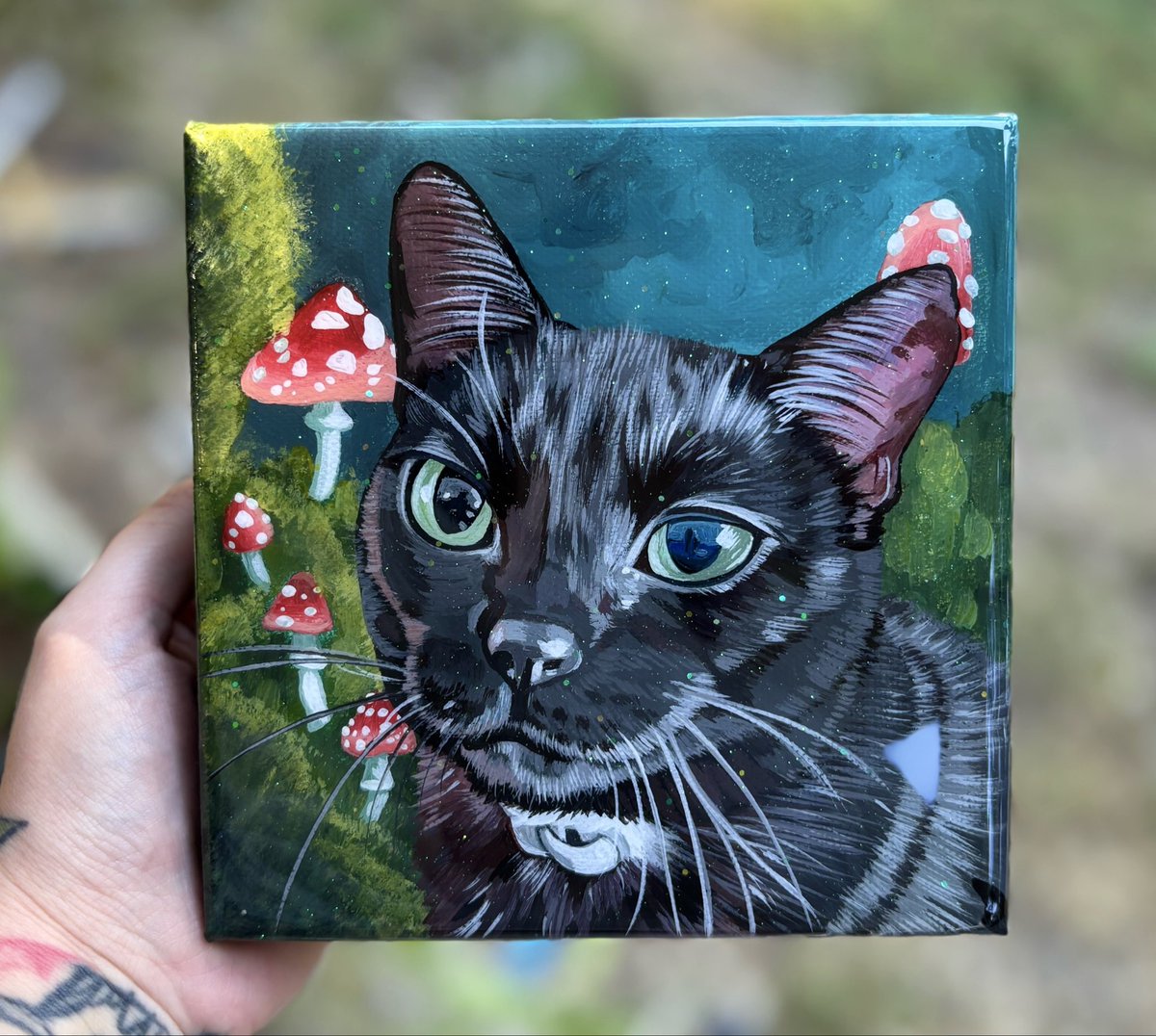 artbyjangles's tweet image. 🐈⬛🍄✨
#cat #cats #acrylicpainting #painting #petportrait #art #petloss