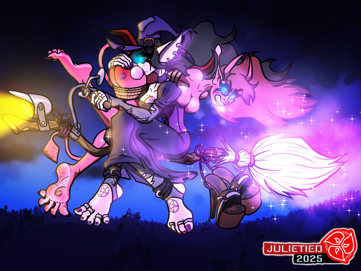 My special illustration for Halloween2025
I'm starting to imagine a full AU about my characters as witches x3

Lorna taking Giulietta for a night ride in her motor-broom-cycle (?

Art and characters belongs to me