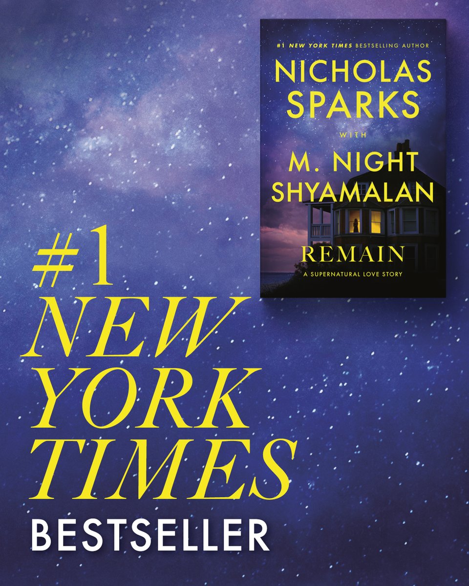 randomhouse's tweet image. It's official! REMAIN is a #1 New York Times Bestseller! 🎊 Readers, you made this happen. ❤️ Congratulations @NicholasSparks and @MNightShyamalan! 🎉

More about the book: bit.ly/4qnLgv7