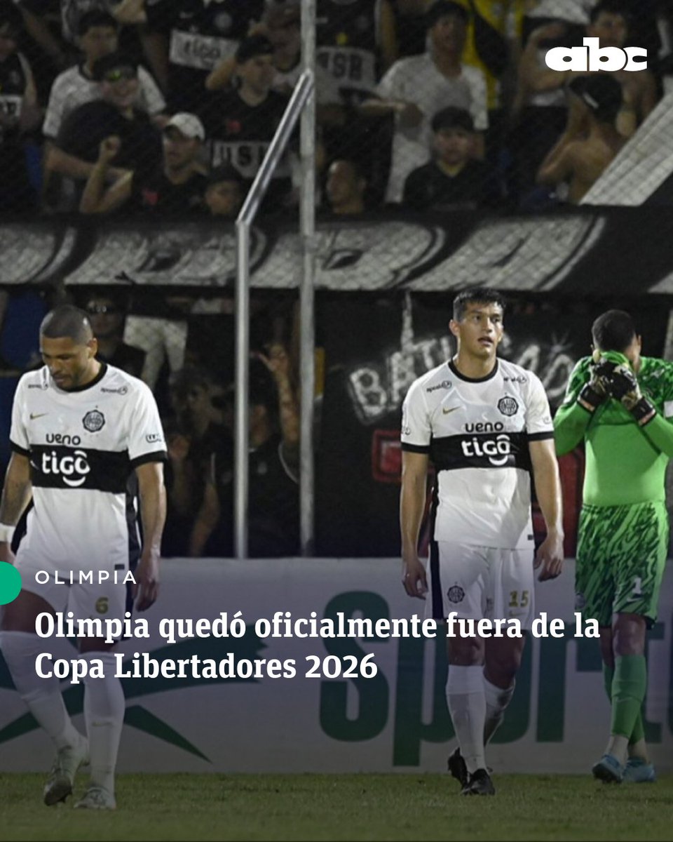 #Olimpia Con el avance de Nacional a semifinales de Copa Paraguay, Olimpia quedó oficialmente afuera de la Copa Libertadores 2026.

🔶El decano mantenía una leve esperanza matemática de clasificar por acumulativo pero con el triunfo de la Academia, eso terminó. Aún continúa en