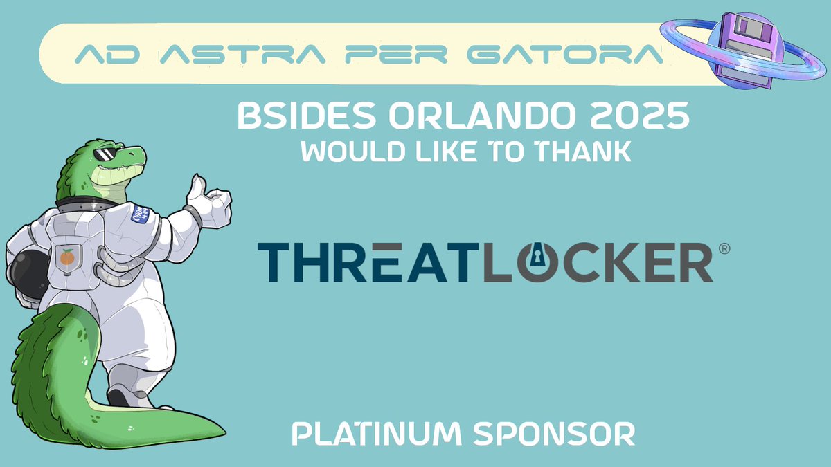 BsidesORL's tweet photo. @ThreatLocker returned for their 3rd year as a Platinum Sponsor of BSides Orlando! Their ongoing support powered our mission to grow a stronger, more secure infosec community.

We’re grateful to have had them along for the ride once again. https://t.co/o63Wgj1pKa