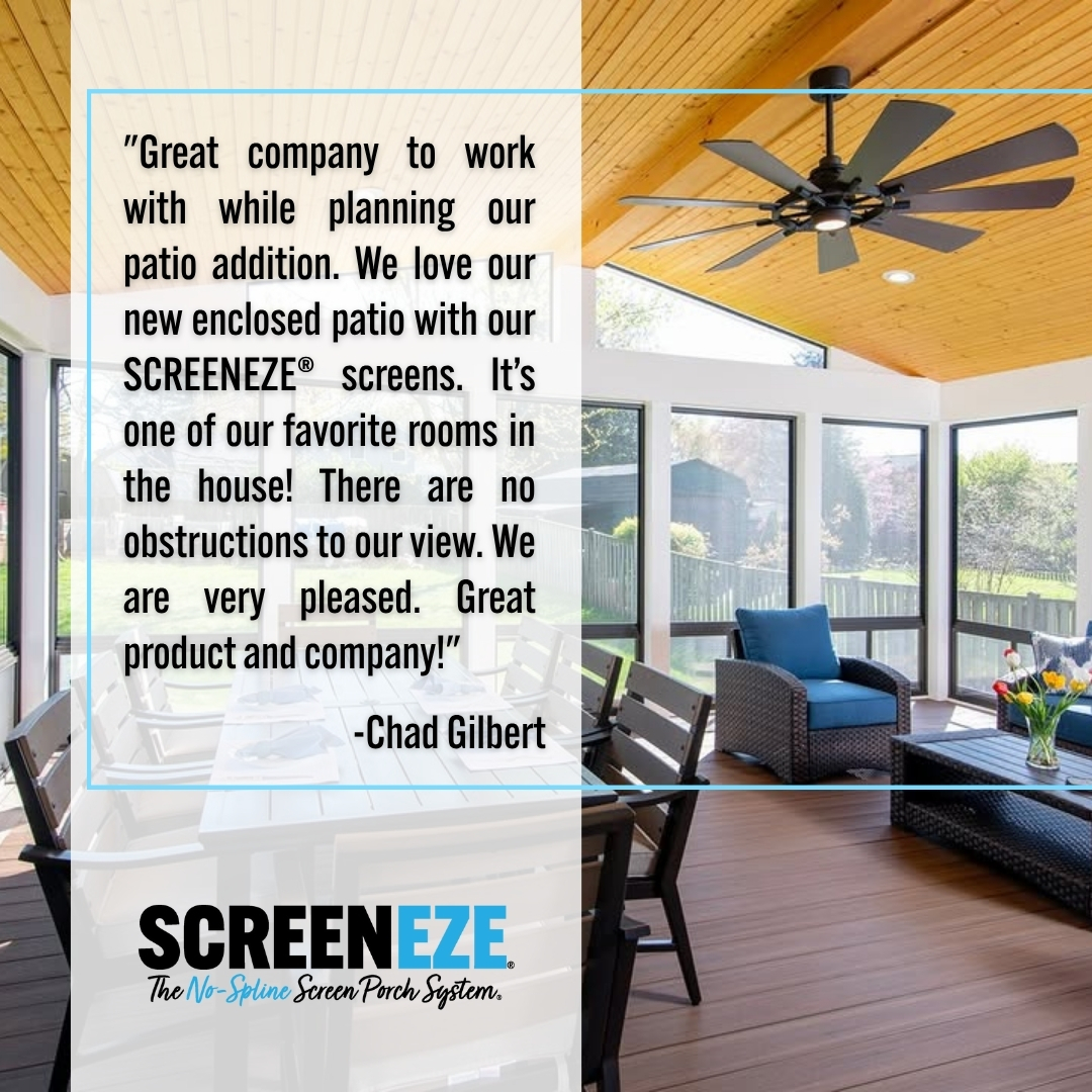 Turning patios into favorite rooms — that’s what SCREENEZE® does best.

No splines. No obstructions. Just open views and everyday comfort. 🥳🌲

#screeneze #porchlife #outdoorliving #nospline #views #screenporch #contractor