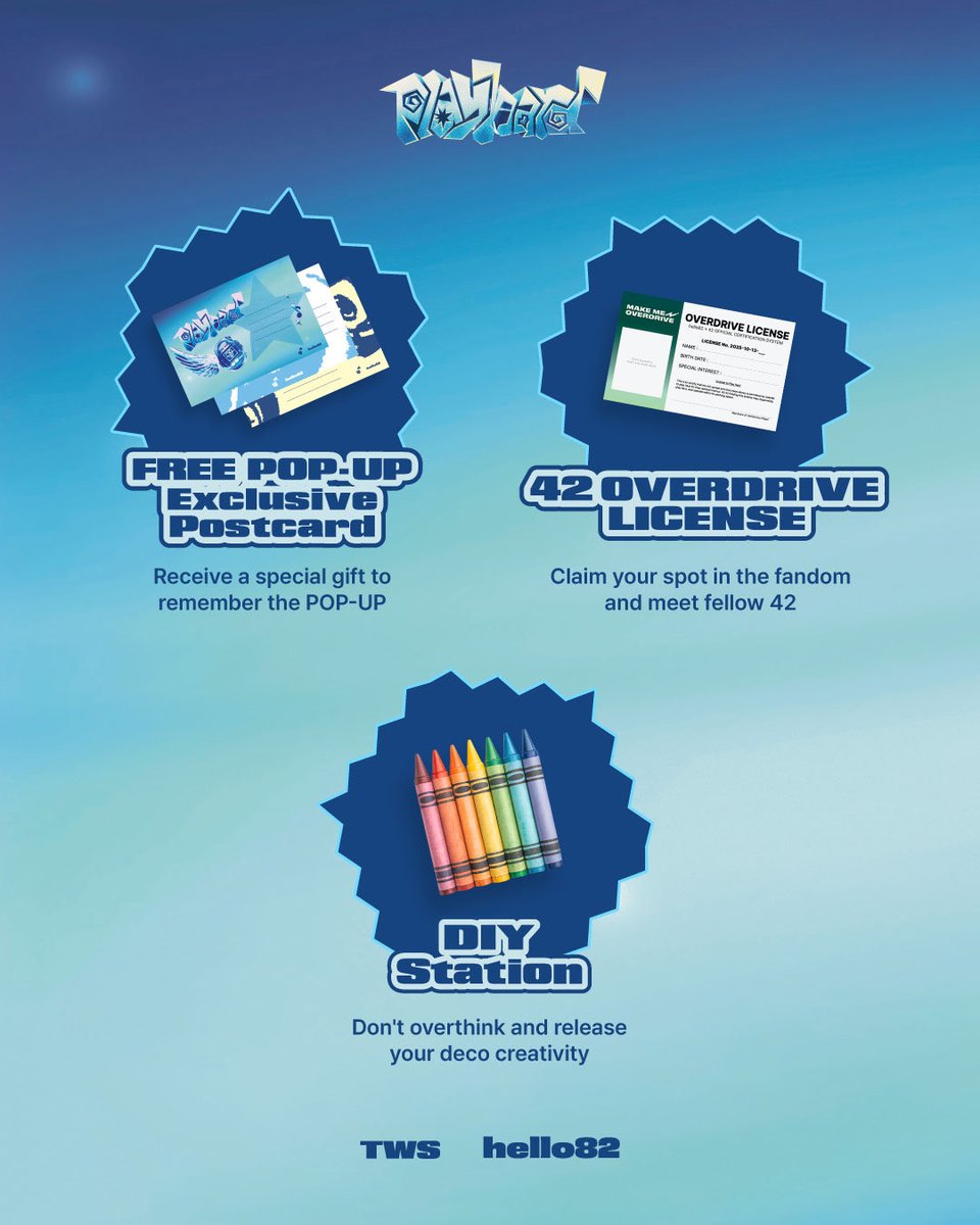 hello82NYC's tweet image. The energy is charging up from head to toe 🤩
Smash into your limits with these Exclusive Activities at the TWS POP-UP in NYC!

🗓️ 10/24 - 10/26 | 10AM - 4PM
📍 @hello82NYC 

@TWS_PLEDIS 
#TWS #투어스 #247WithUs #play_hard #hello82 #hello82NYC