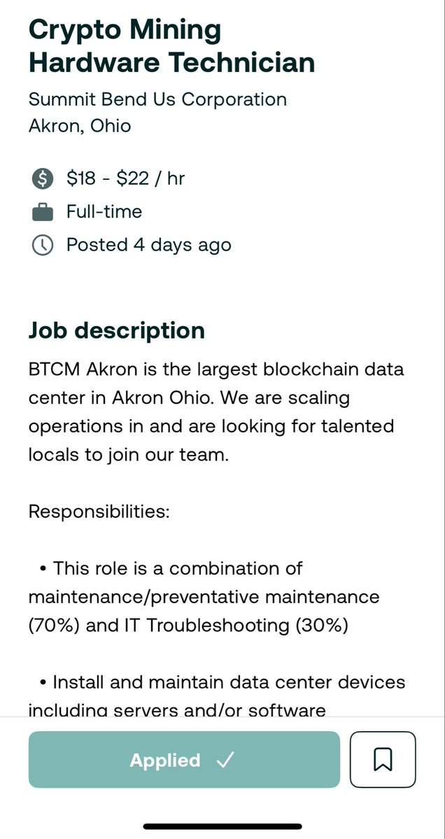 JwOoD4ever's tweet image. @BITMining_BTCM
Hello,
I was wondering about a job opening on zip recruiter. I am perfect for the position. I love crypto and I am IT guy. I am currently unemployed and would love this opportunity. Sorry didn’t see any other way of reaching out.