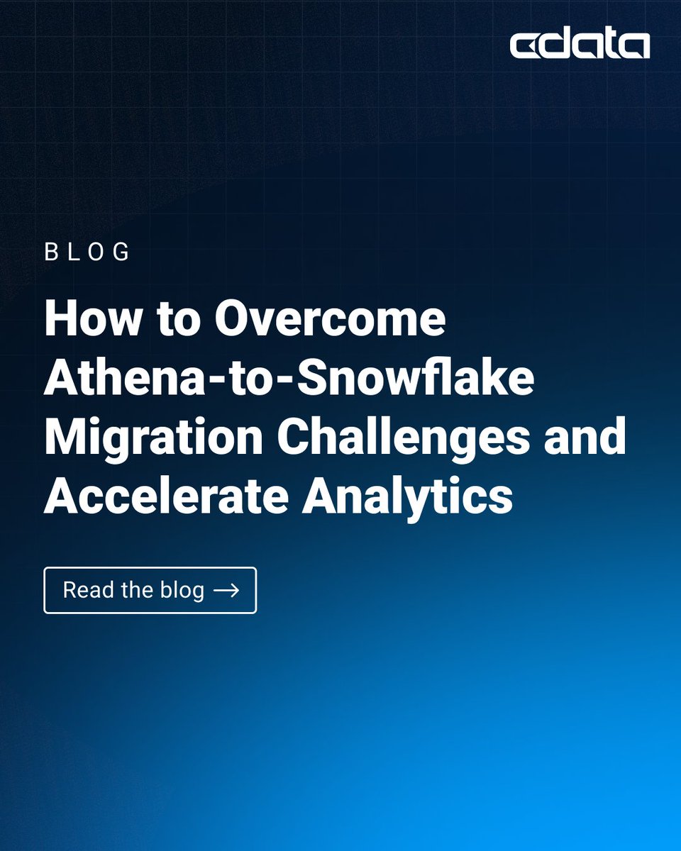 cdatasoftware's tweet image. Thinking of moving from @awscloud Athena to @Snowflake? Beware: it’s more complex than a simple switch. Metadata, formats & query styles can trip you up fast: bit.ly/4mAtvpj
#CData #AWS #DataMigration #AmazonAthena #Snowflake