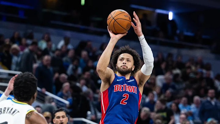 InplayPlug's tweet photo. Cade Cunningham o25.5 points 1u (-114)

He's off to a slow start but plenty of game left. Just needs 20 more points and we're only at the start of the 2nd. He will be relied on to catch up to an early double digit deficit https://t.co/N0DNTbWP92