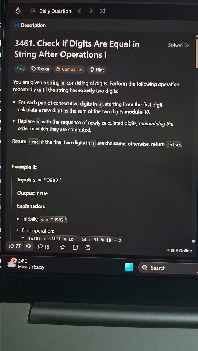 codingflu's tweet image. Start of the day with solving leetcode potd✅️