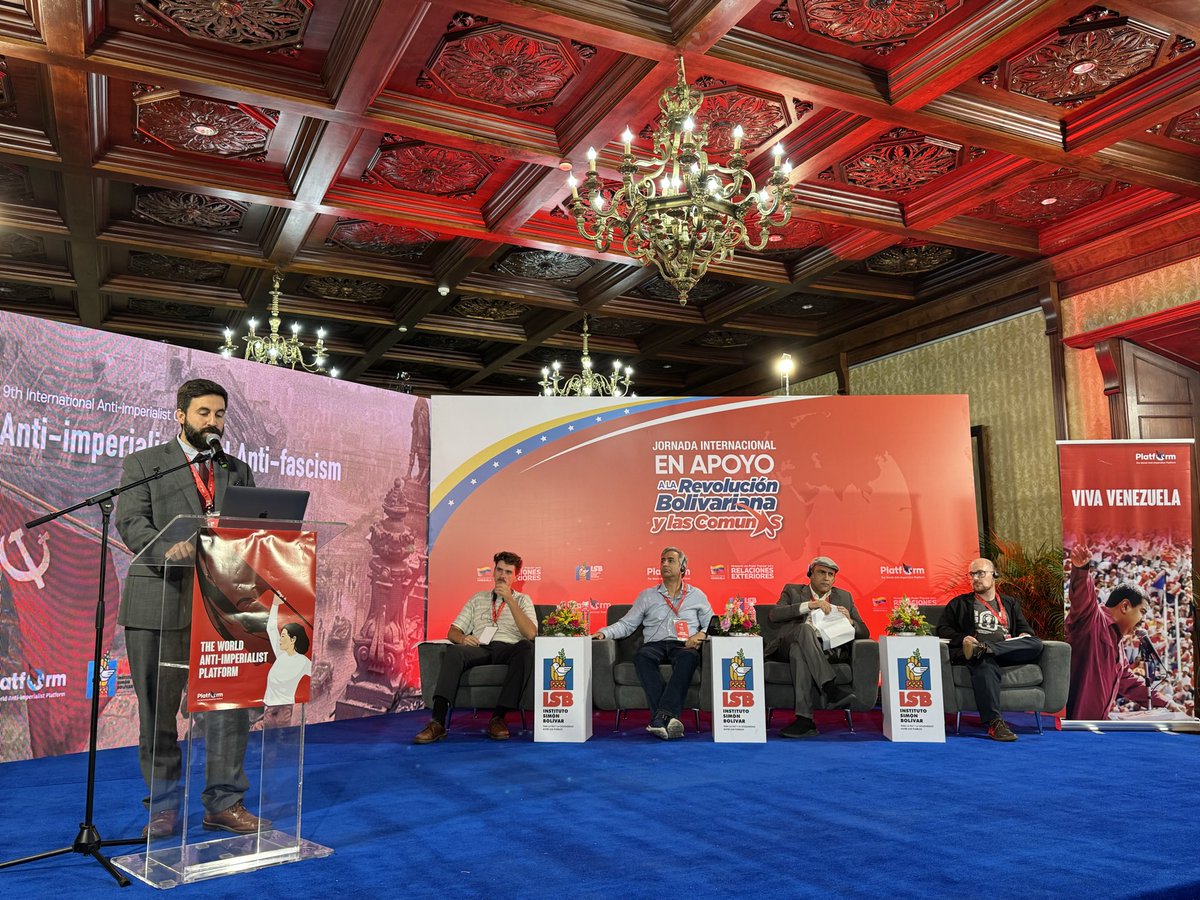 ChrisHelali's tweet photo. An honor to address the 9th International Anti-imperialist Conference in Caracas, Venezuela on behalf of the American Communist Party. Viva Venezuela! 🇻🇪 https://t.co/G6Hxq754lP