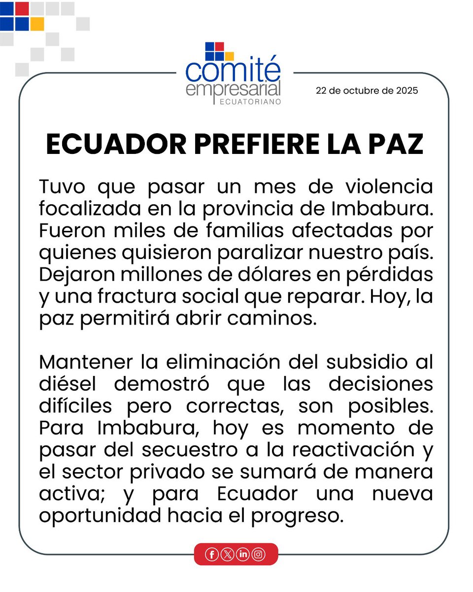 #ComunicadoCEE | Ecuador prefiere la paz