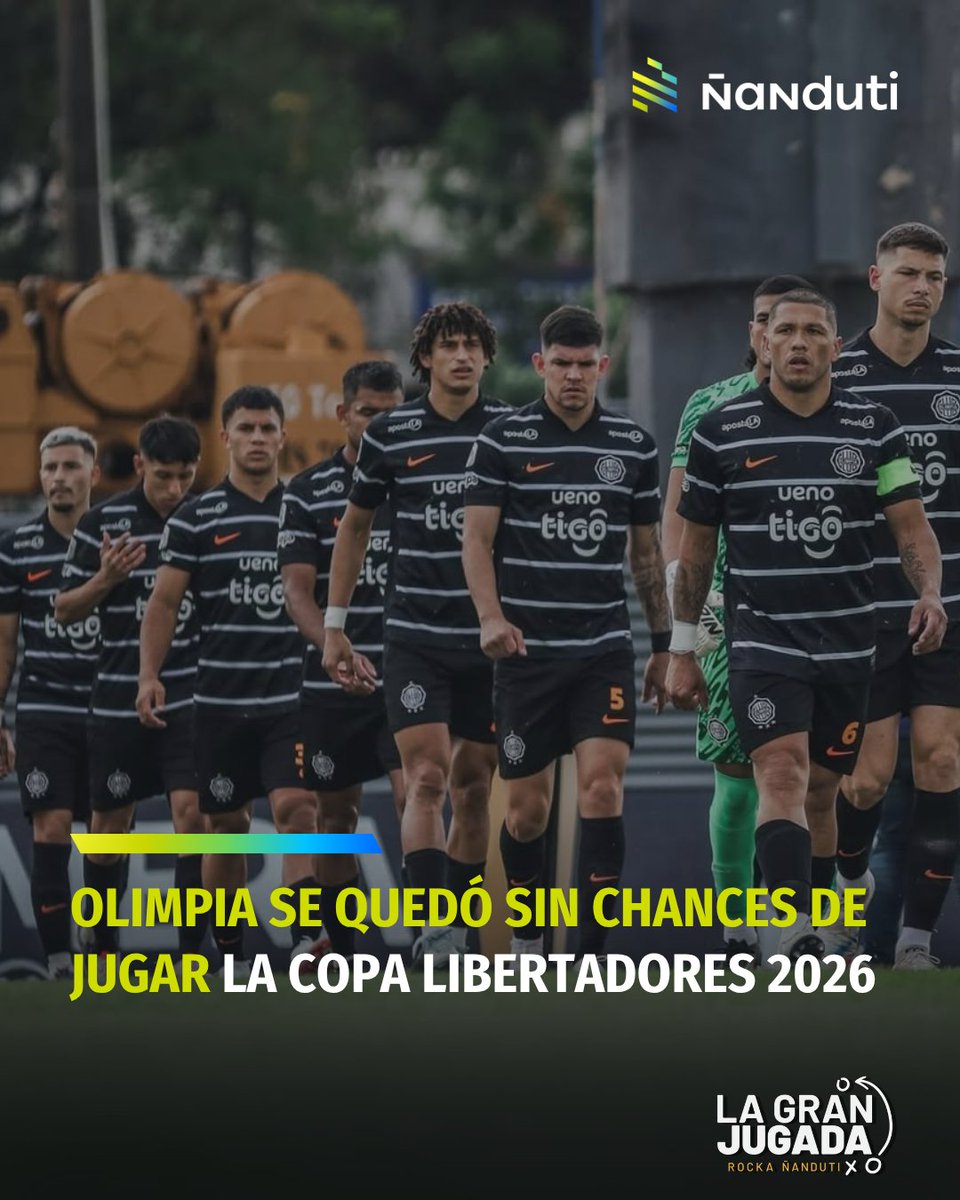 🚨 ATENCIÓN | Olimpia se quedó sin chances de jugar la Libertadores 2026.

❌ Con la clasificación de #Nacional a las semifinales de la #CopaParaguay, #Olimpia quedó oficialmente sin posibilidades de acceder a la #CopaLibertadores2026.

👉 La Academia venció 2-0 a #12deOctubre en