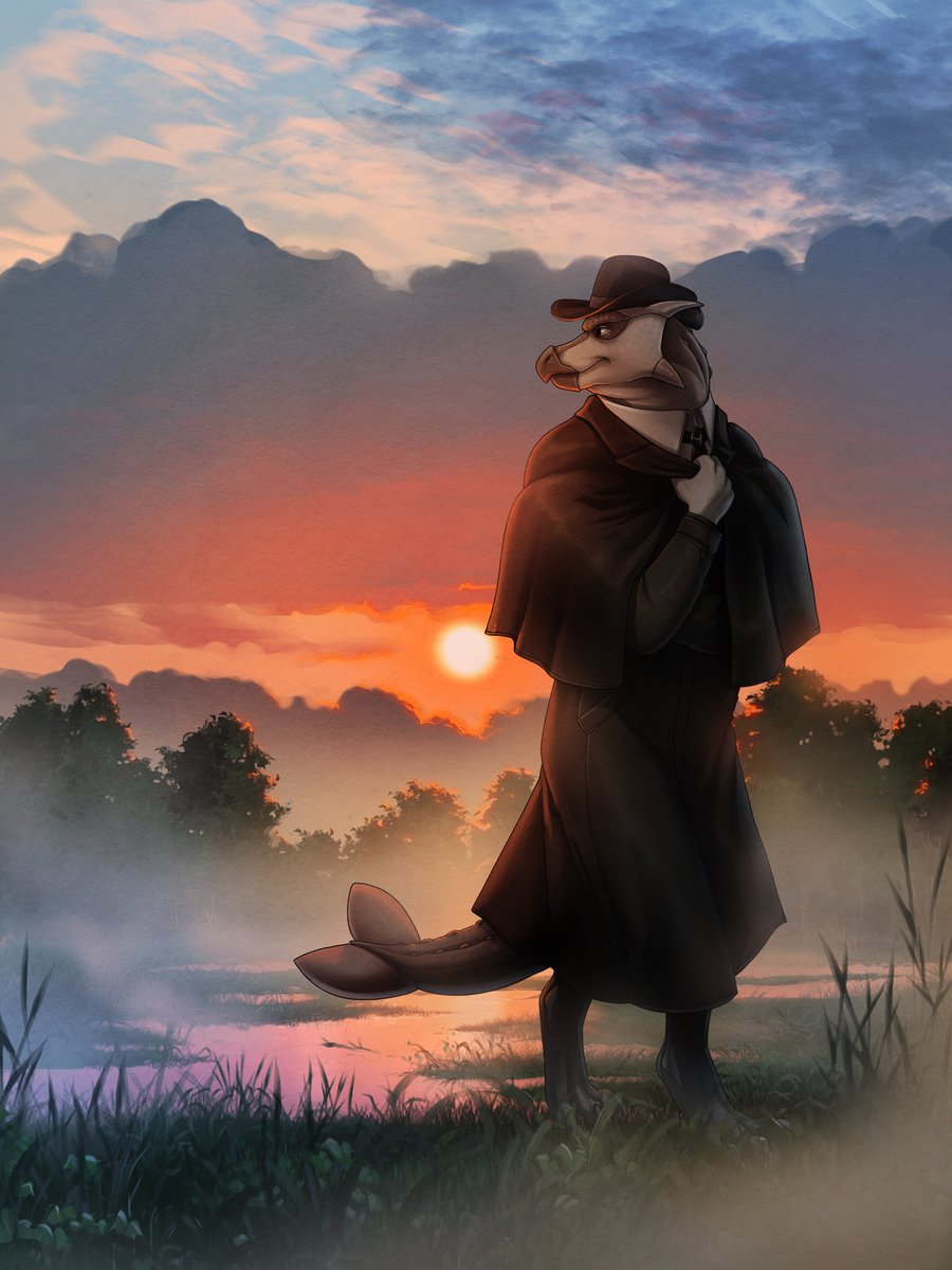 The wanderer in the morning fogs 🌄

YCH for <a href="/BosonicVinegar/">Wombat For Hire</a>
