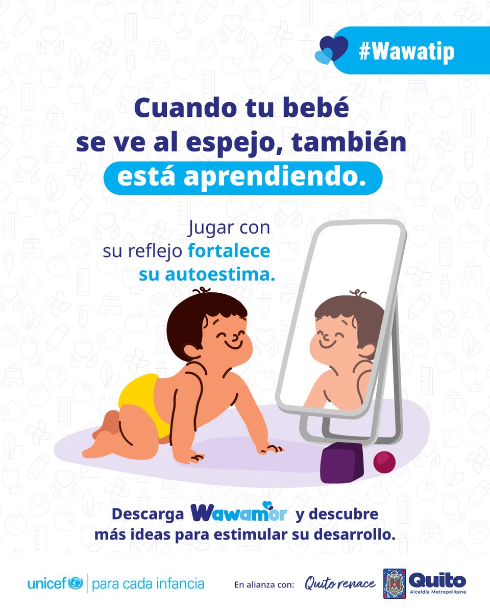 💙#Wawatip | 🪞¿Sabías que verse al espejo es una experiencia positiva para tu bebé? 🚼Con este juego sencillo, los niños y niñas:
✔️aprenden a reconocerse,
✔️exploran gestos y movimientos,
✔️fortalecen su seguridad emocional.
📌¿Quieres descubrir más actividades para estimular