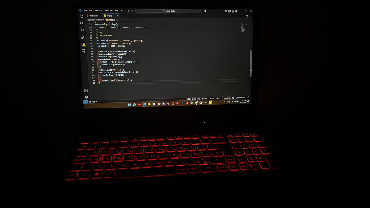 تم مذاكرة 
nested loops 
كنت متكسر انهاردة وعندي كويز للكلية ف م انجزتش كتير بس الحمد لله بحاول أحافظ على الاستمرارية 
#day40