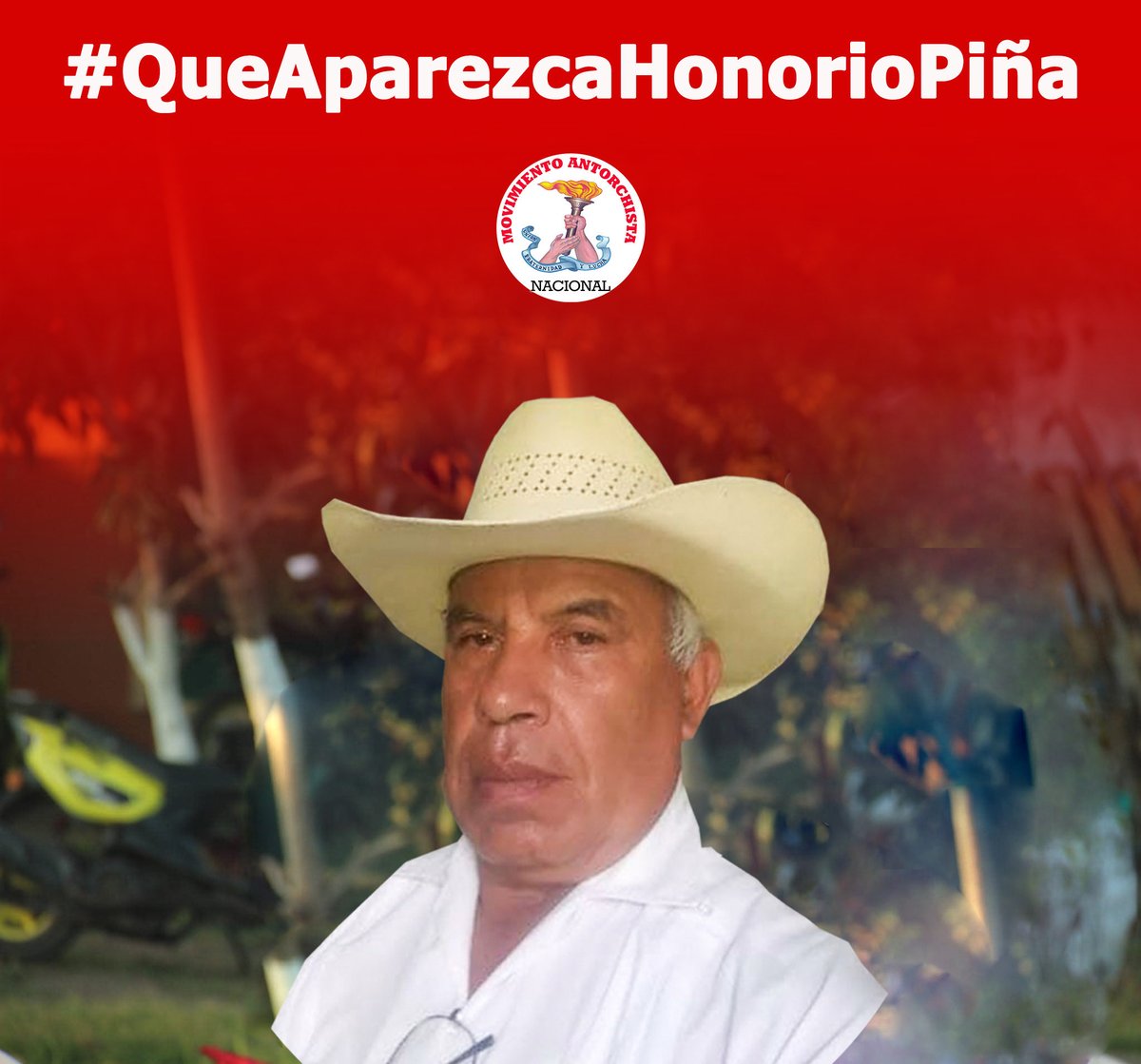 Los antorchistas de todo el país, exigimos al gobierno del Estado de Veracruz. A la gobernadora, <a href="/rocionahle/">Rocío Nahle</a> la búsqueda y localización inmediata de nuestro compañero Honorio Piña Mina. 
#QueAparezcaHonorioPiña