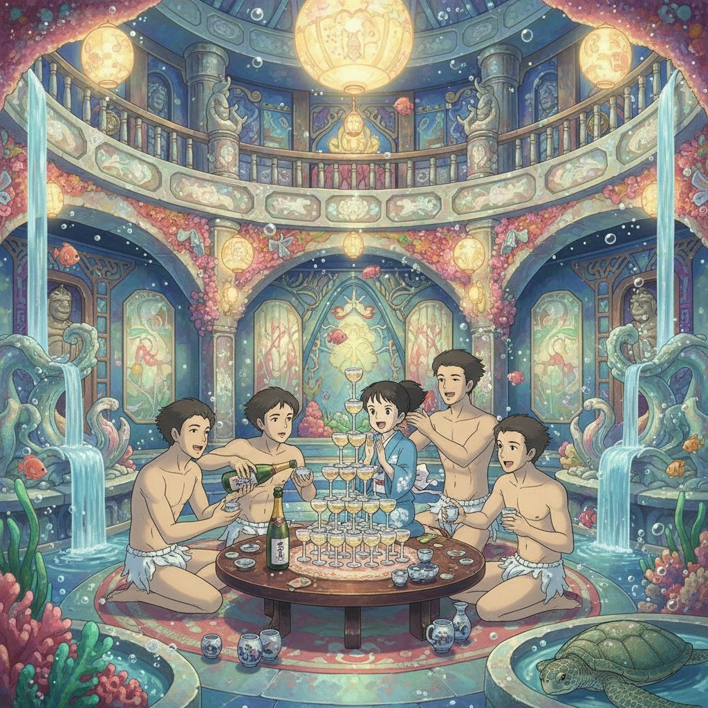 メルマガに生成AI時代の著作権について真面目な文章を書いていて、そこで引用すべき画像を生成中。「ジブリ風」のオリジナル作品は認めるべき、というのが私の主張。ちなみに、これは浦島太郎の主人公が女の子だった場合を描いた作品。