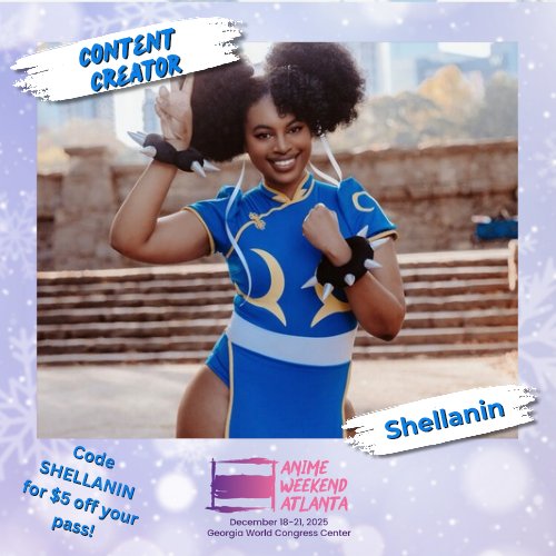 I'm so happy to announce that I've been invited to AWA as a Content Creator! Use my code SHELLANIN and I'll see you there! 🥰 <a href="/awacon/">AnimeWeekendATL🔚AWA2025</a>