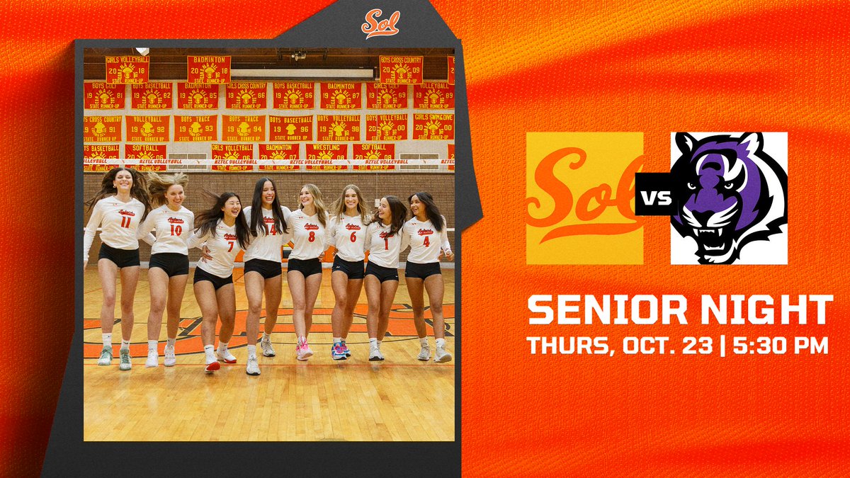 CoronaDelSolVB's tweet image. SENIOR NIGHT!!🏐 🔊
⏰ THURSDAY 10/23 @ 5:30 PM
🏠 BIG GYM
🏐 Varsity Game @ 6:00 PM

@cdstribe BE THERE &amp;amp; BE LOUD!!!

Jv-B @ 4pm | Jv-A @ 5pm | Varsity @ 6pm

#letsgoaztecs #bleedorange #aztecvball