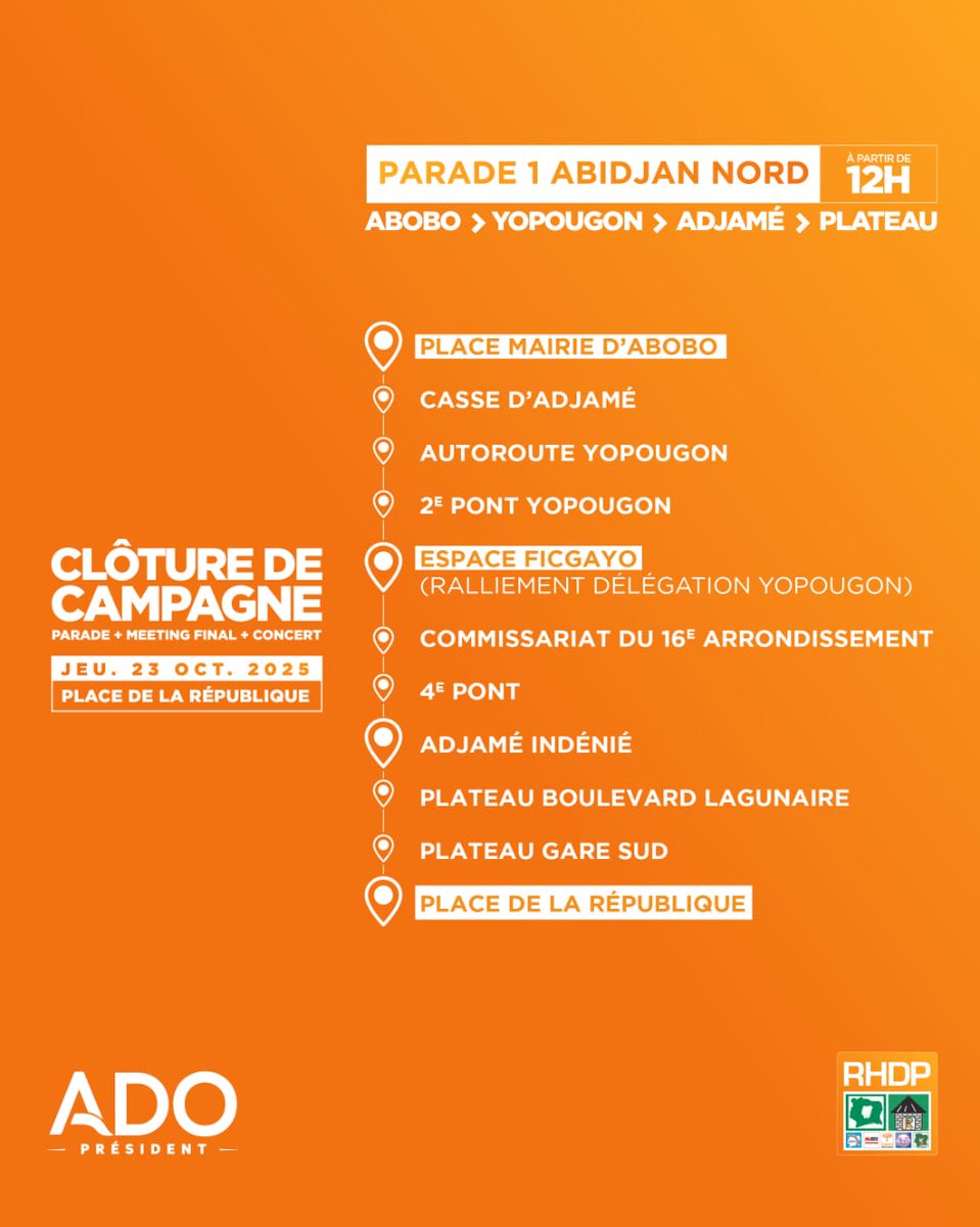KounandiSeka's tweet photo. Pendant ce temps, le RHDP finit sa campagne en beauté ce jeudi 23 octobre 2025.
#ONCONTINUEAVECADO
#ADOPresident https://t.co/uWmUL1Xr0e