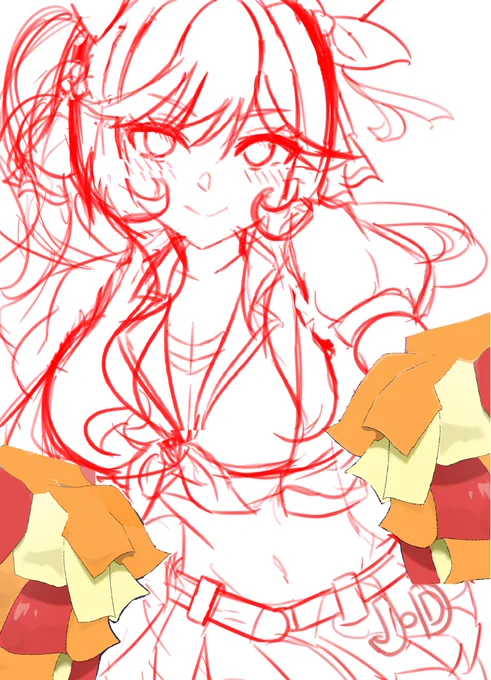 最近ラフ描かなすぎて忘れてたね チアドンナラフ