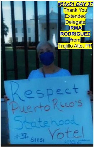 barricada_azul1's tweet photo. 4TO ANIVERSARIO #51x51
En OCT 21 2021,dia 37,
la Delegada Extendida
de TRUJILLO ALTO,PR
IRMA RODRIGUEZ
@irma_rodri
reclamó frente a @WhiteHouse RESPETO
por el VOTO PLEBISCITARIO en favor de la
#Estadidad🇺🇸🇵🇷 para #PuertoRico
con la @FuerzaDPueblo
@delegates51 #Bayamón https://t.co/gj83LlLSaI