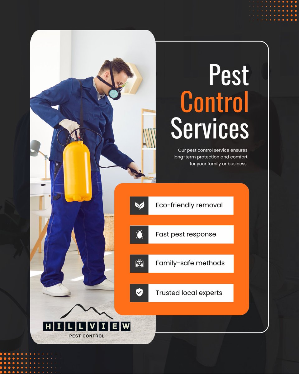 hillview_pest's tweet image. Because your family deserves protection — without the harsh chemicals. 💚
Eco-friendly. Reliable. Trusted locally. That’s Hillview. 🌿

#HillviewPestControl #EcoFriendlyPestControl #FamilySafeSolutions #TrustedLocalExperts #FastResponseTeam #SafeHomeCleanHome #PestFreeLiving