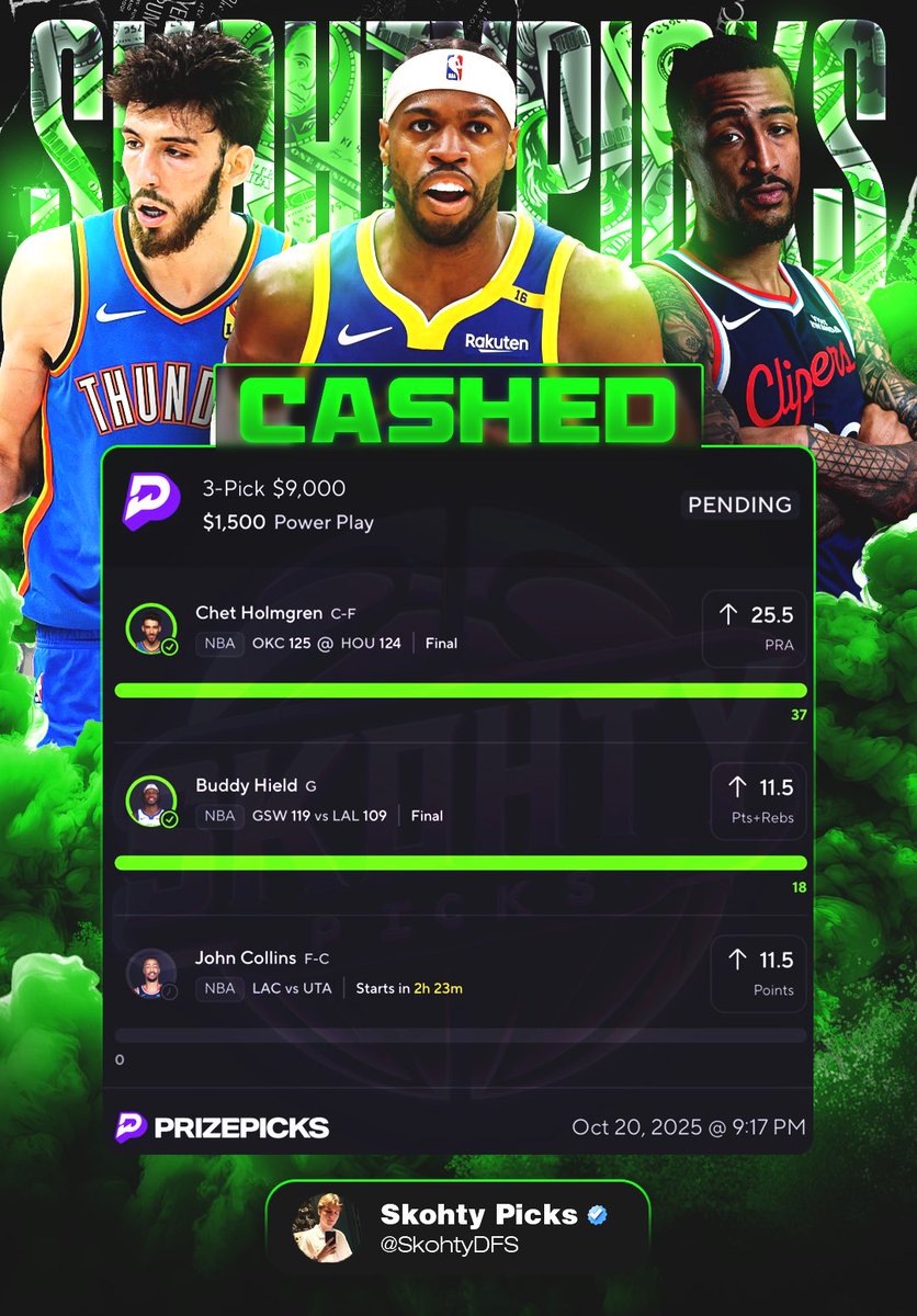SkohtyDFS's tweet photo. $1000 to a FOLLOWER that likes this tweet❤️

IF Collins CASHES US TF OUT 💰 https://t.co/hRYJ4uYCfy