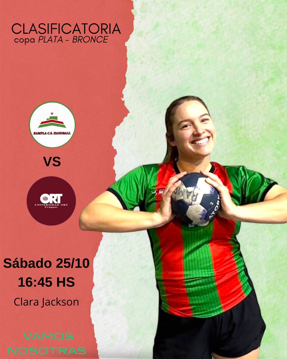 Este sábado jugamos por la clasificatoria a copas. 
Será contra el equipo de ORT, en Clara Jackson a las 16:45 horas.
Vamos nosotras! ❤️💚