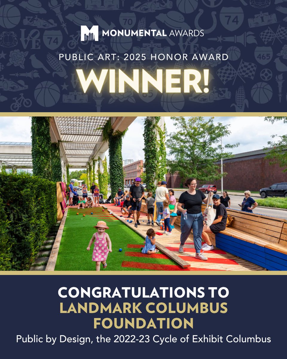 Our #HonorAward in the #PublicArt category goes to… <a href="/landmarkcbus/">Landmark Columbus Foundation</a> for <a href="/exhibitcolumbus/">Exhibit Columbus</a>’s Public by Design - an exploration of community, art, architecture, and design in <a href="/INCityColumbus/">Columbus Indiana</a>. Congratulations! #MonumentalAwards