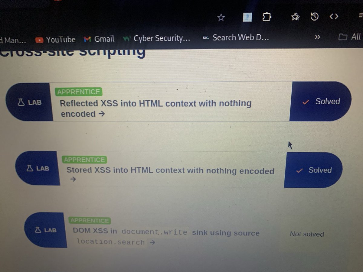 Day 68 #100DaysOfCyberSecurity
Dr. <a href="/ireteeh/">Dr Iretioluwa Akerele</a> <a href="/segoslavia/">Ṣẹ́gunfúnmi😎</a>

Started the day with CC prep then,
Did 2 labs on port swigger with <a href="/emeraald/">Emerald ✨</a>, <a href="/Acyberstory/">Gracié</a>, <a href="/DammyReads/">Dammy🩷</a> and <a href="/RootHawk_/">Oluwapelumi</a>.

Ended it with a CTF challenge with my community.
Not a bad day actually.